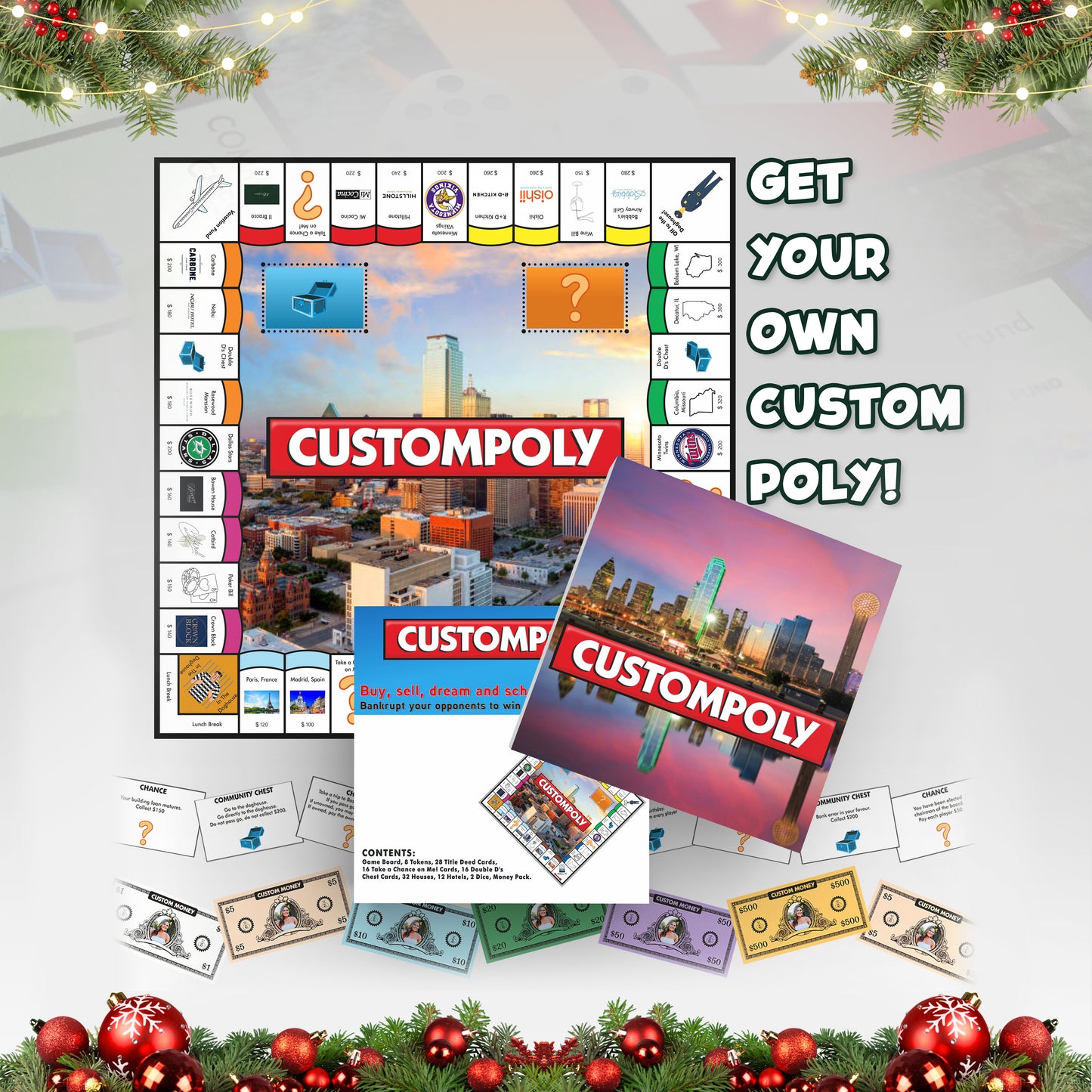 Customopoly Board Game - White Edition